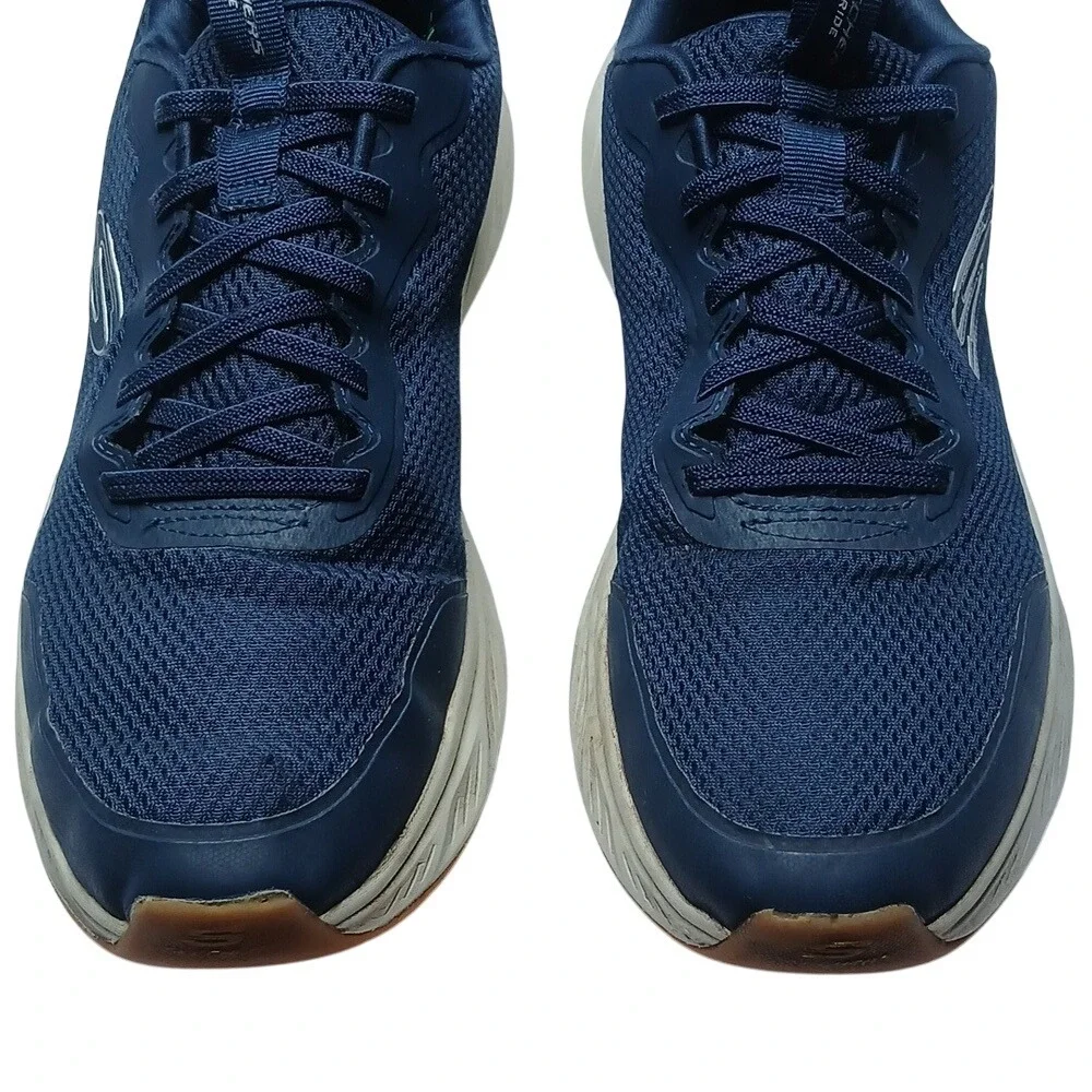 Skechers Edgeride Navy Blue White Running Shoes Mens Sneakers‎